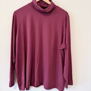 Lands’ End Wine Turtleneck 2X Soft Drapey Top Quiet Luxury Capsule Old Money